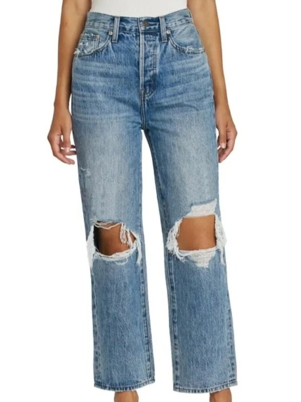 Pistola Cassie Super High Rise Distressed Straight Jean size 26